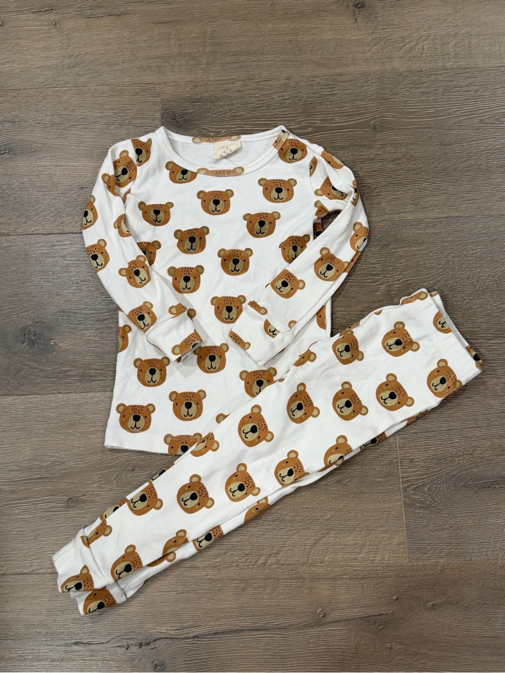 Siix organic cotton bear pajamas set long sleeve gender neutral